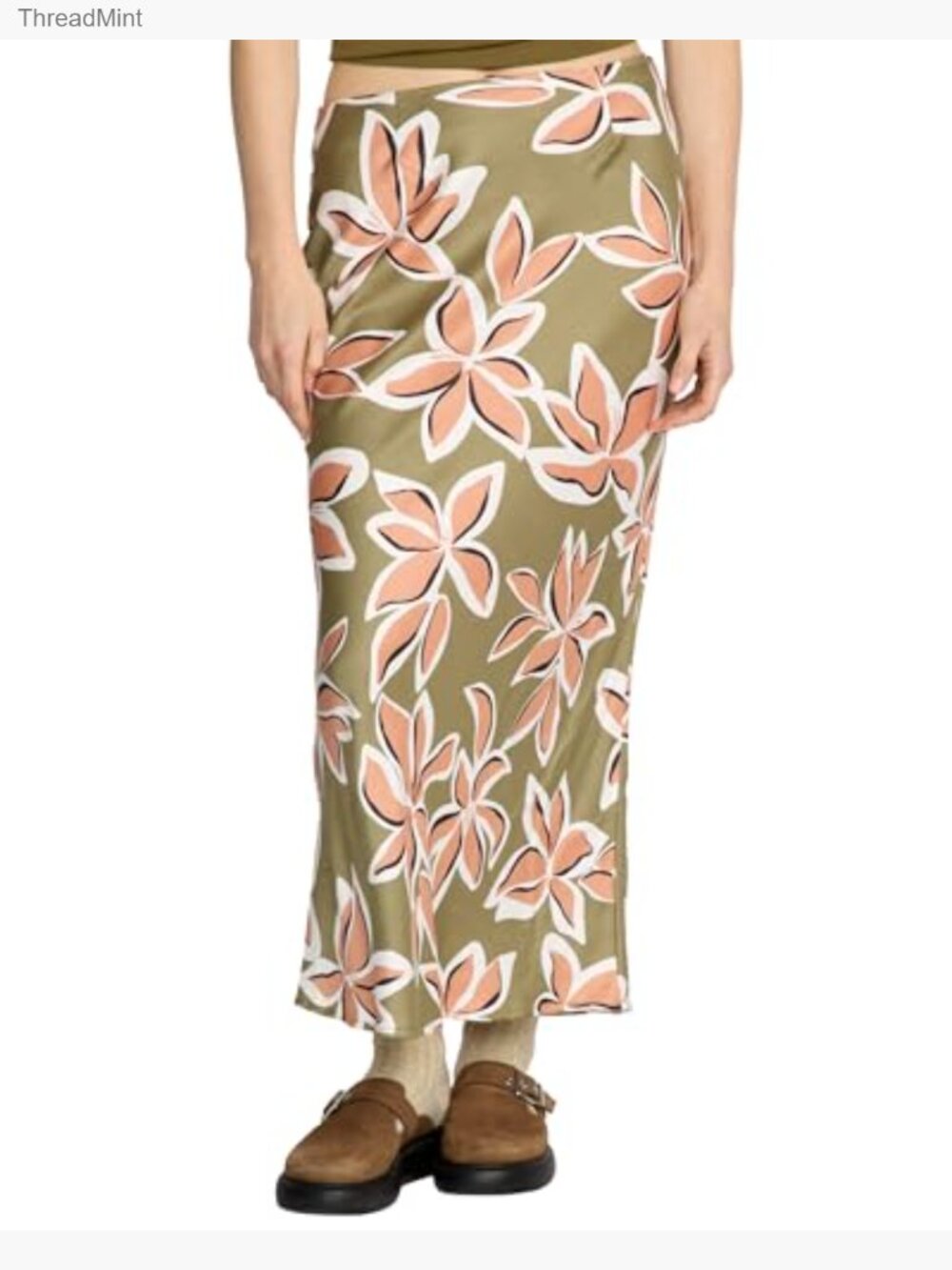 Midi Slip Skirt with Bias Cut, Side Zipper, Faced Waistband, 100% Viscose Matte - Picture 2 of 4